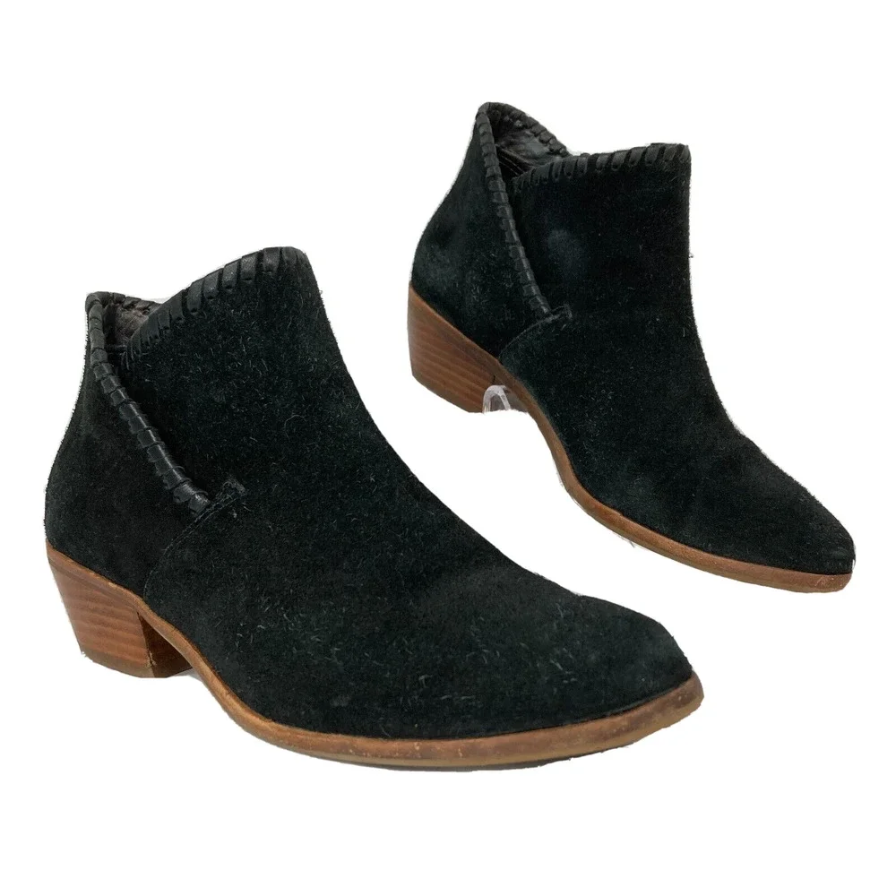 Jack Rogers Boots Womens Sz‎ 6 Black Low Heel Slip On Suede Ankle